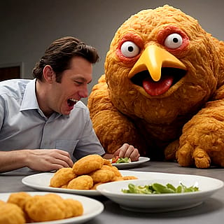 Tried making a giant chicken monster and instead I get a chicken nugget thing.'