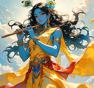 Krishna in Mohini form. (lhy_anime_flux)'