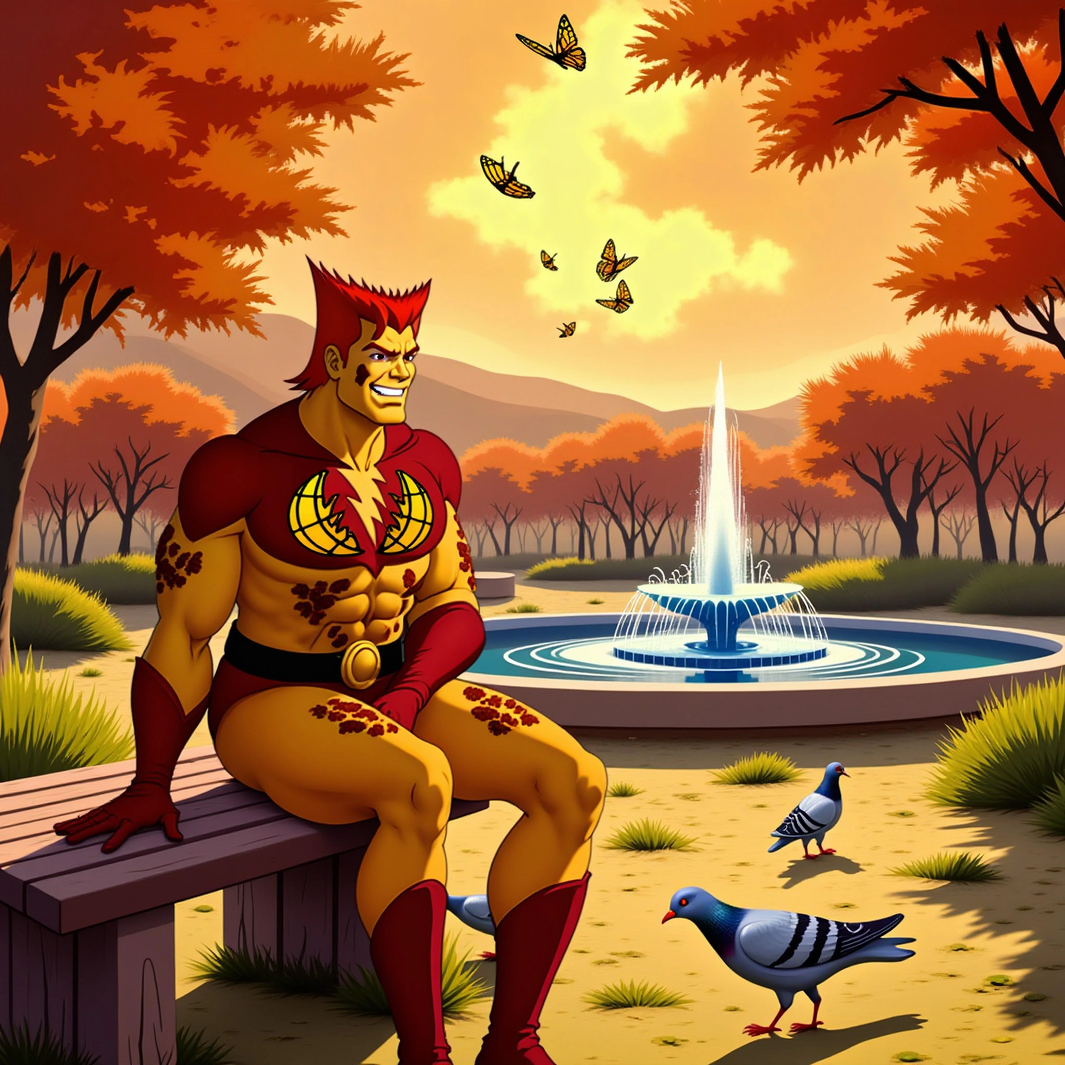 Captain Pollution in the park behind the scenes of "Captain Planet and the Planeteers" picture 1 of 1