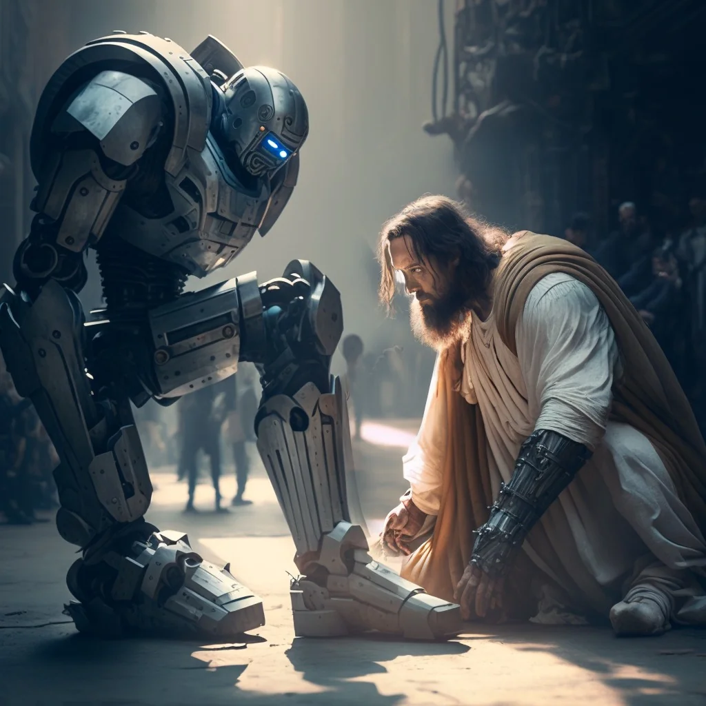 Jesus coming back to a super futuristic humanity picture 1 of 2