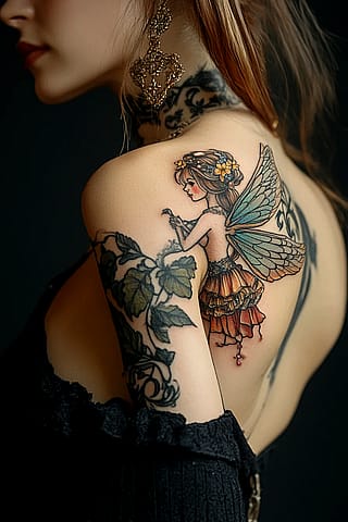 Whimsical fairy tattoo'