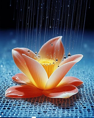 A flower on the rain... made with starryai'