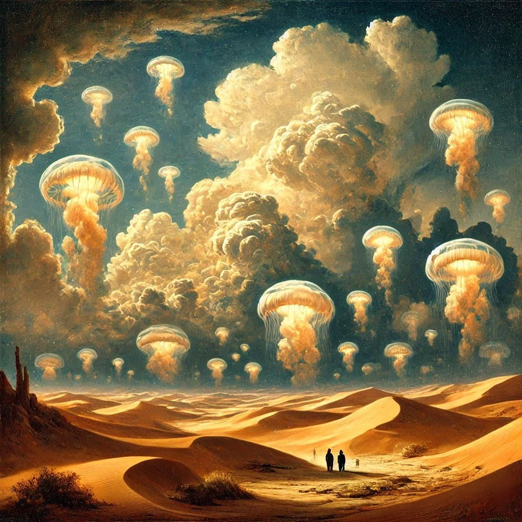 Jellyfish cumulus clouds above vast landscapes picture 1 of 3