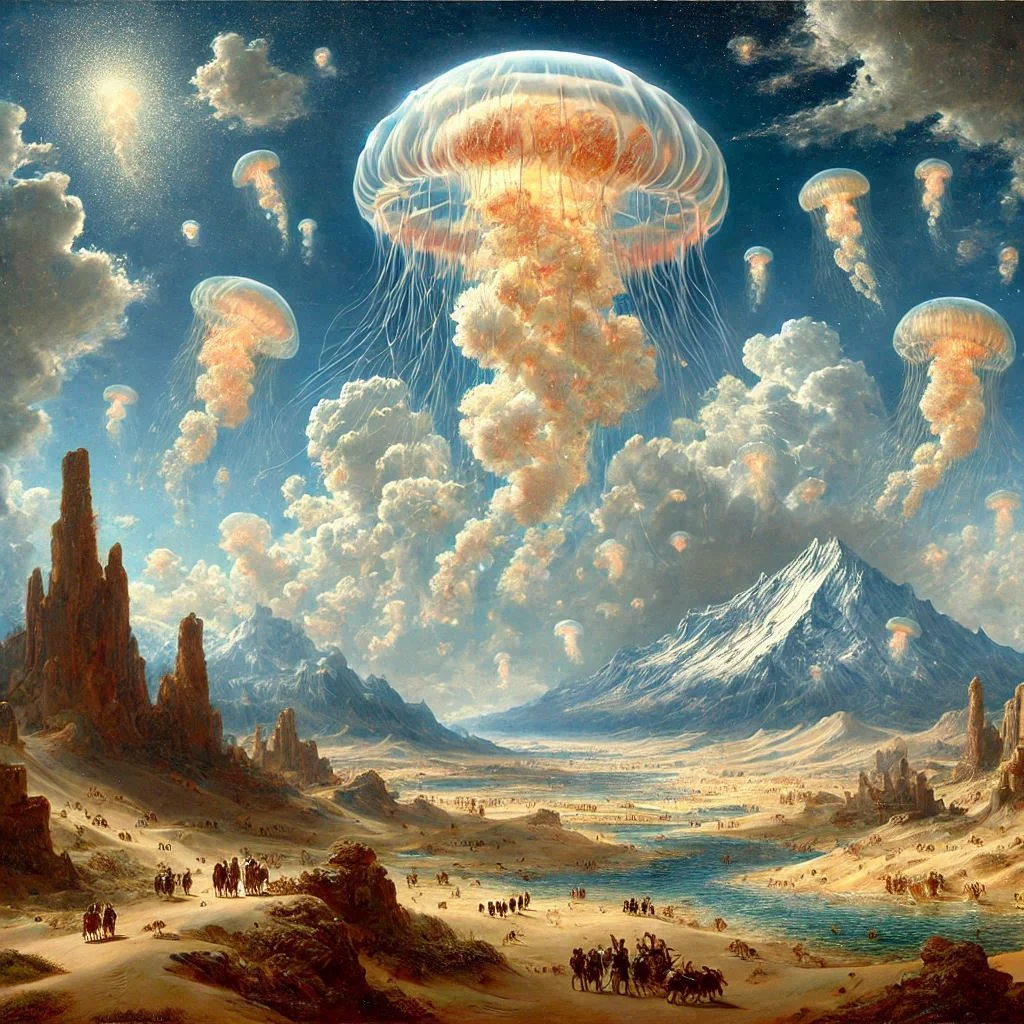 Jellyfish cumulus clouds above vast landscapes picture 2 of 3