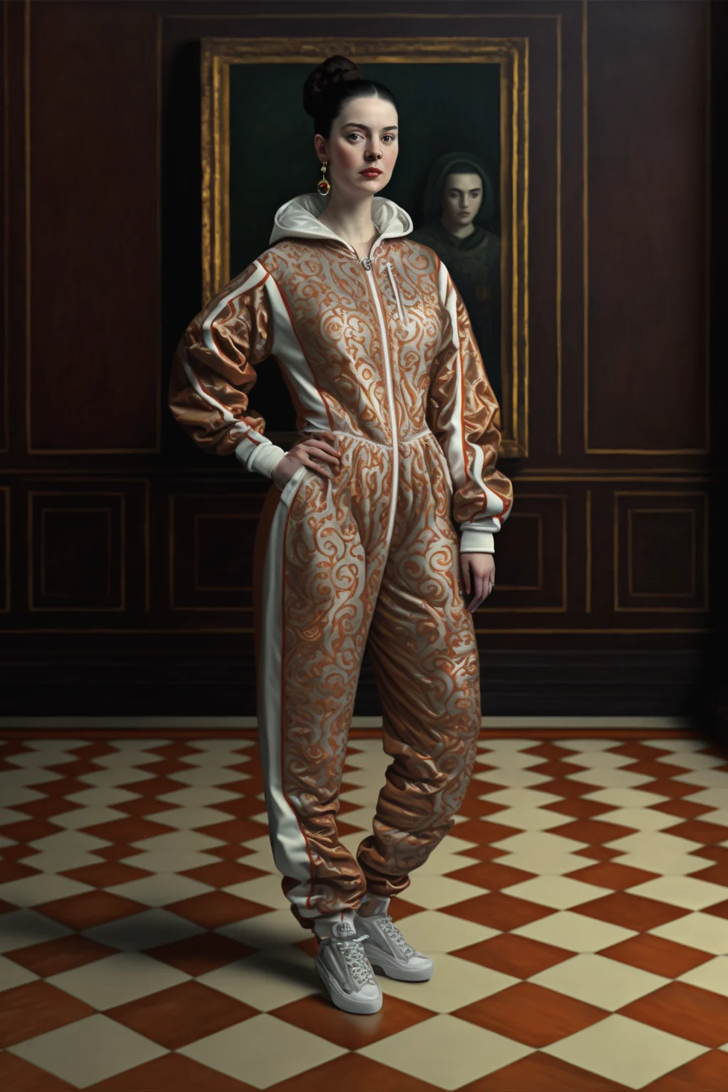 woman wearing a renaissance tracksuit picture 3 of 5