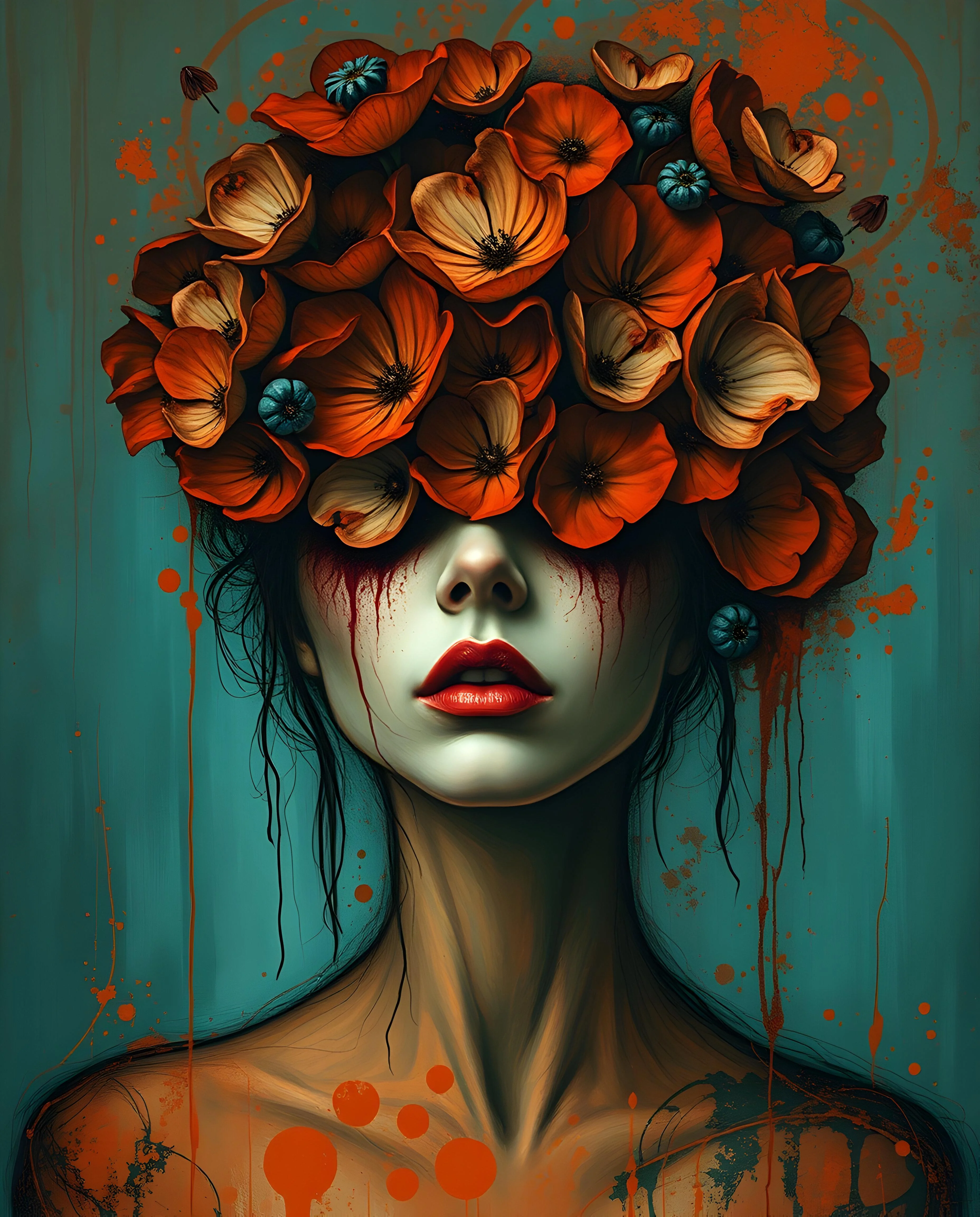 Bloom of Dread: A Terracotta and Teal Reverie picture 1 of 1