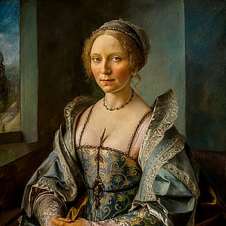 A Renaissance-style portrait of a woman inspired by Leonardo da Vinci'