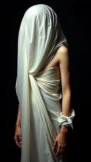 Girl in white cloth'