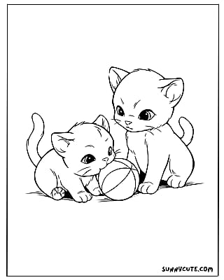 Kawaii Kitten Coloring Pages'