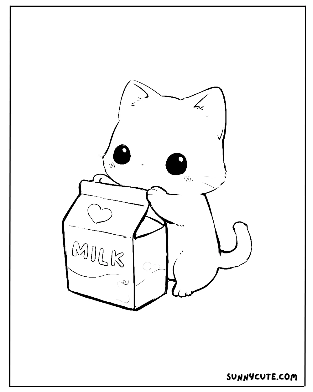 Kawaii Kitten Coloring Pages picture 3 of 14