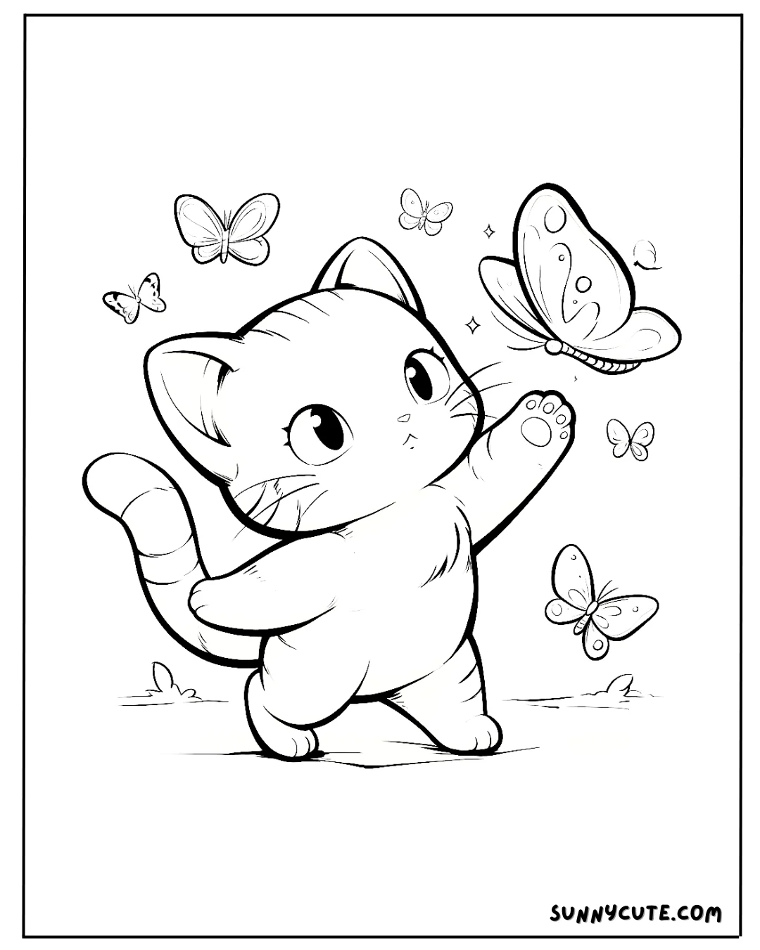 Kawaii Kitten Coloring Pages picture 6 of 14