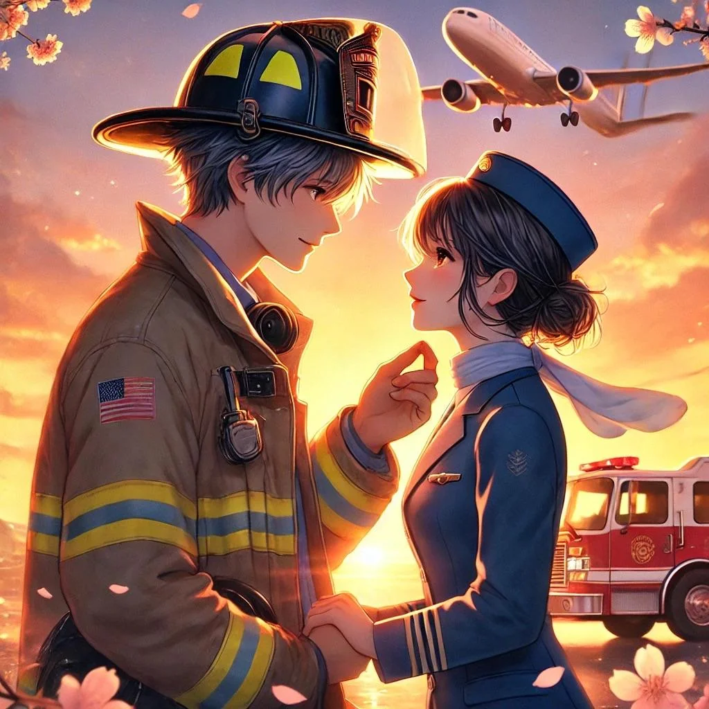 Firefighter and flight attendant romance (different styles) picture 1 of 4