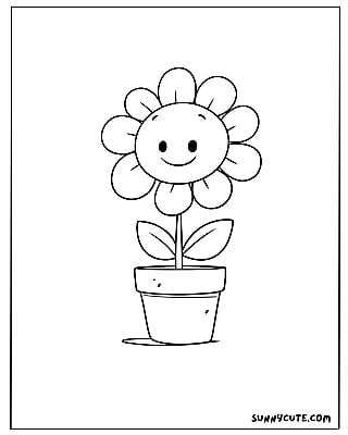 Cute Flowers Coloring Pages'