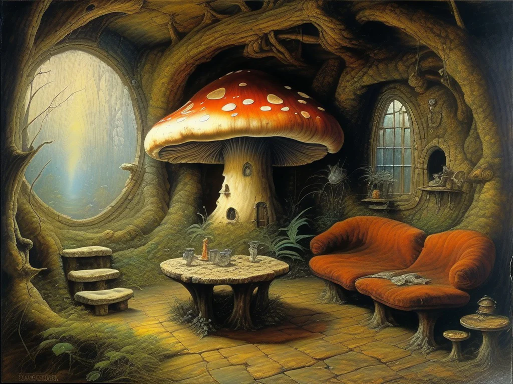 Mushroom druid house interior picture 1 of 6