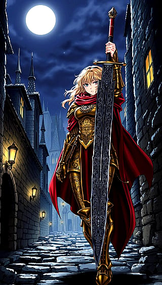 A Lady wielding a big sword'