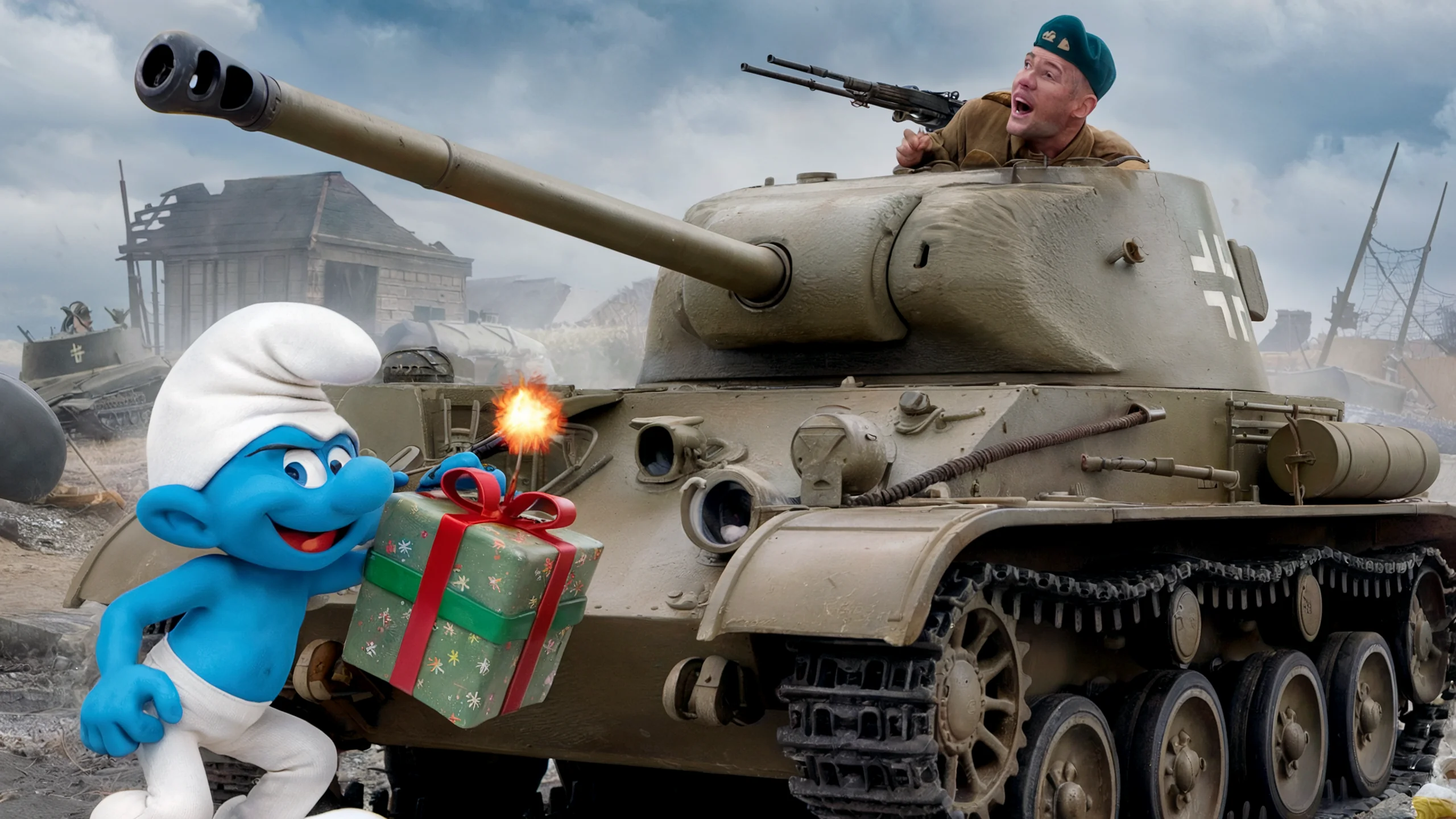 Jokey Smurf was a big help on D-Day (1944, colorized) picture 1 of 6