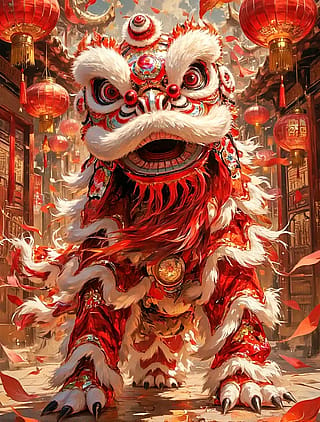 The lion dance is a symbol of the New Year'