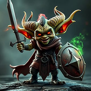 Goblin with sword and shield'