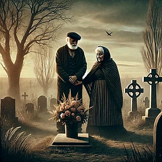 Old couple at a grave'