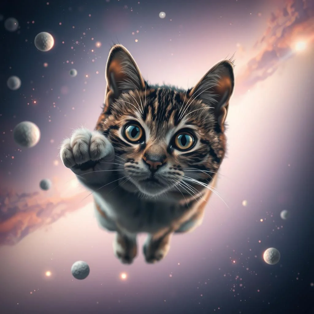 A cat floating in space picture 1 of 1