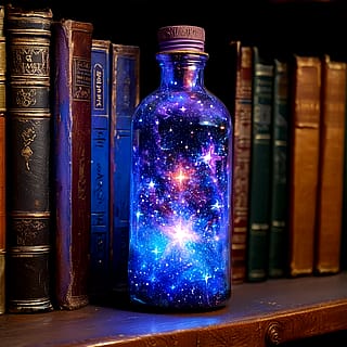 Universe in a bottle, just sitting there for you on the shelf of an old bookshop'