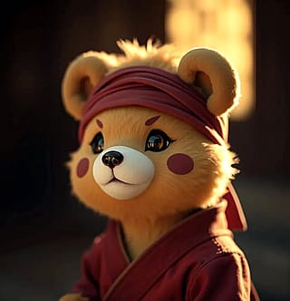 Teddy bear ready to learn kung fu'