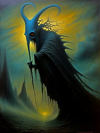 Loose interpretation of Chaos Gods inspired by Zdzisław Beksiński'