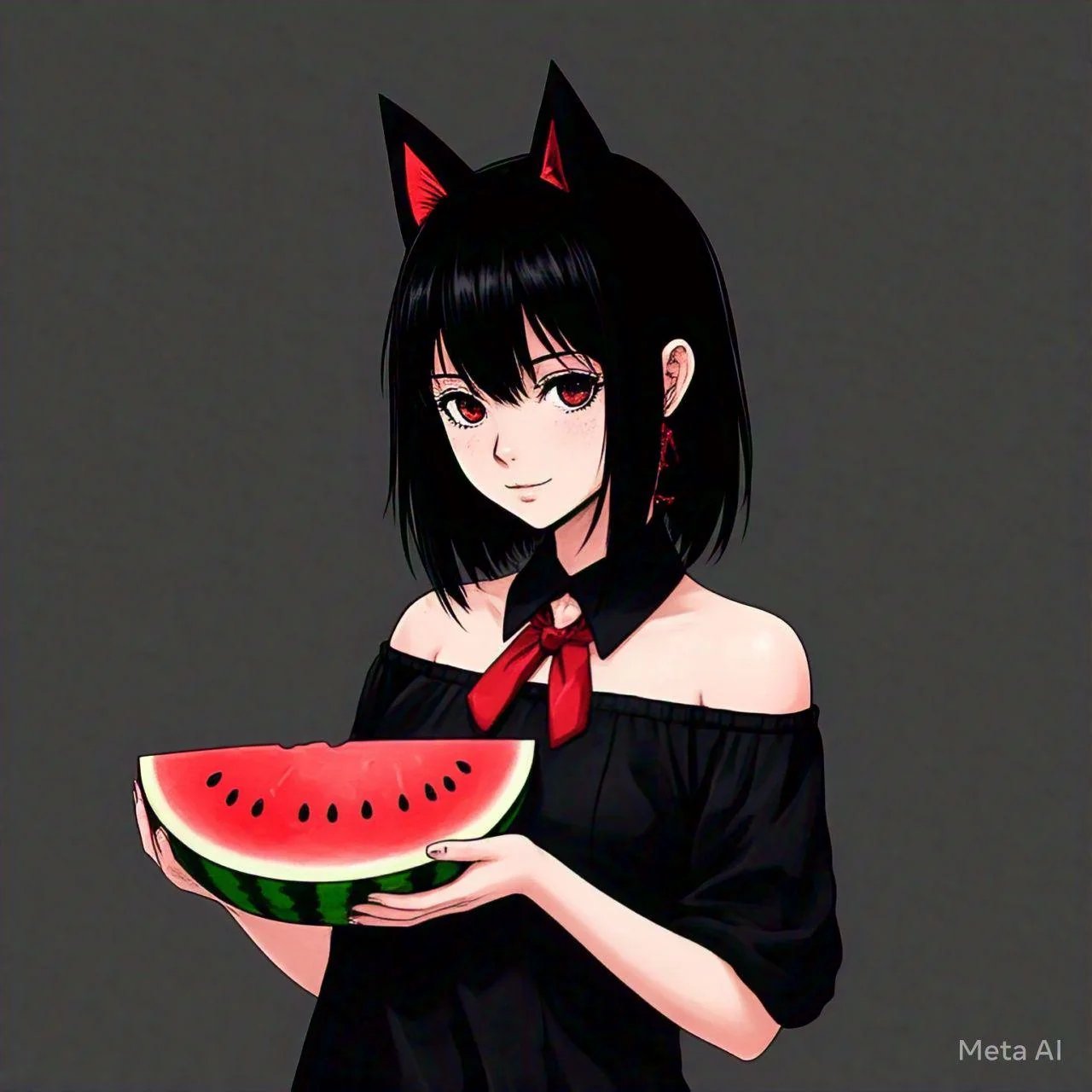 Goth anime girl with a Watermelon picture 1 of 1