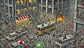 Where's Waldo meets the zombie apocalypse - prompt included'