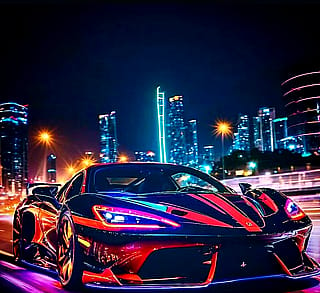 Supercar at night'