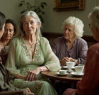 Prof. Jemima meets the church ladies.'