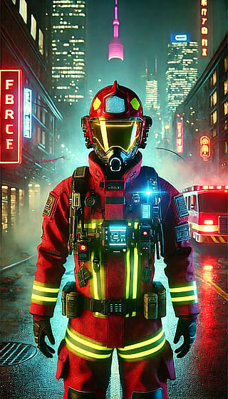 Futuristic firefighter gear'