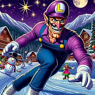 Waluigi ice skating'