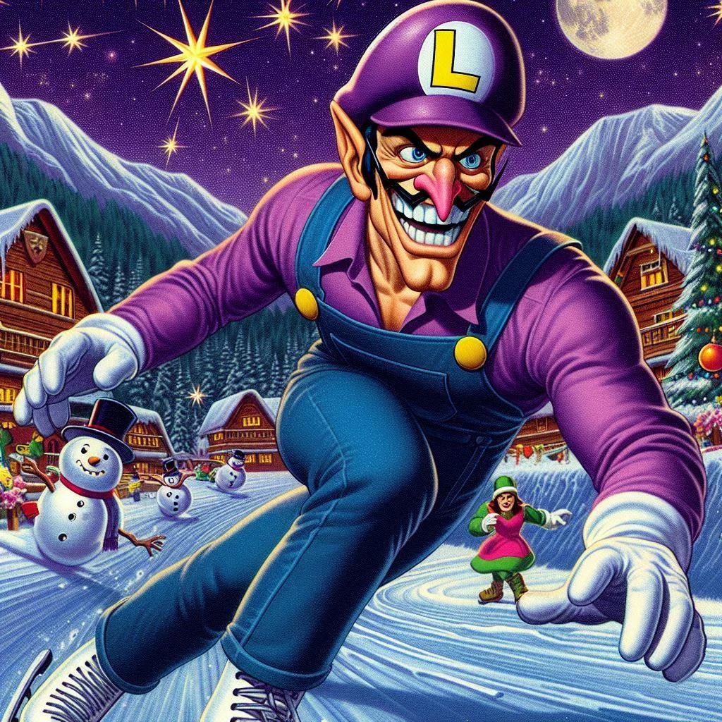 Waluigi ice skating picture 1 of 1