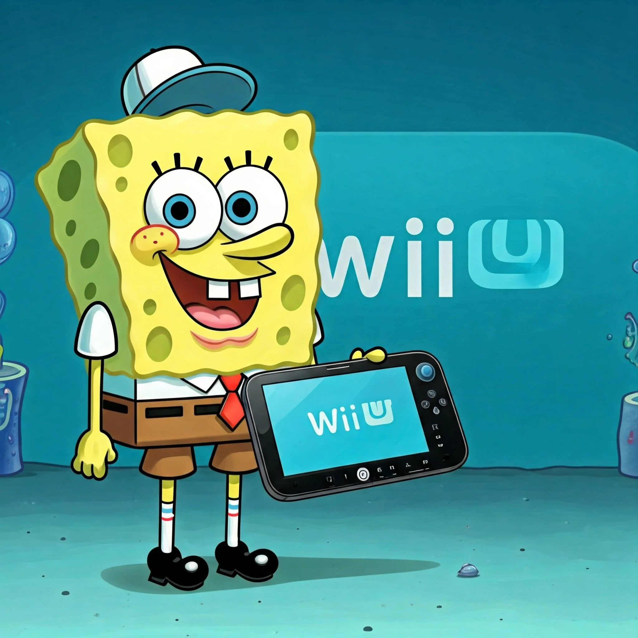 SpongeBob playing the Nintendo Wii U picture 2 of 5