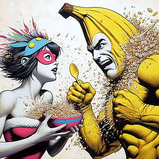 Banana Man vs Oatmeal Girl.'