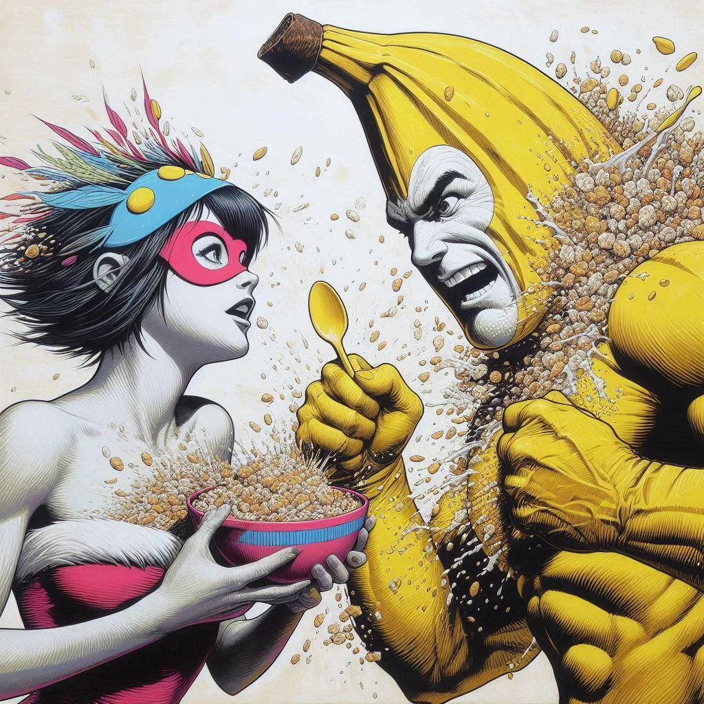 Banana Man vs Oatmeal Girl. picture 1 of 1