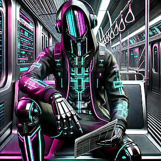 Glitch Ghost rides the Glitchhaven subway'