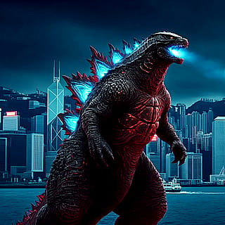 Godzilla visiting Hong kong'