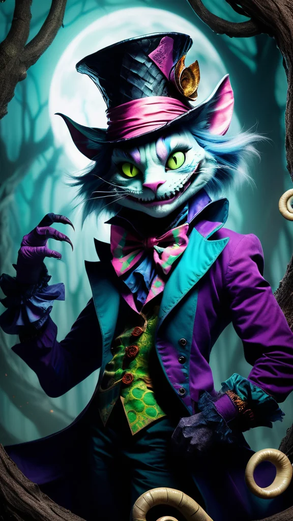 A fusion of the Mad Hatter, Cheshire Cat, and the Jabberwock picture 1 of 3