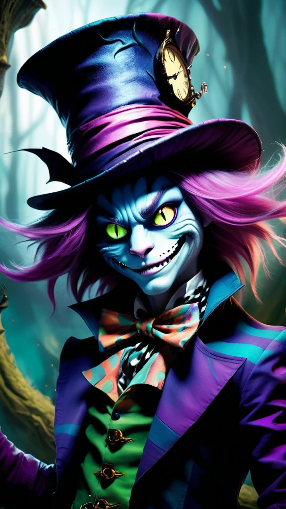 A fusion of the Mad Hatter, Cheshire Cat, and the Jabberwock picture 3 of 3