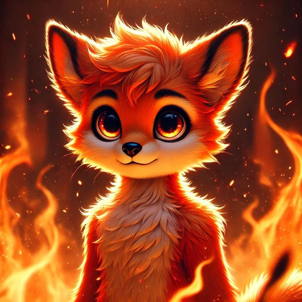 Cute fox joyfully engulfed in vibrant flames picture 2 of 10