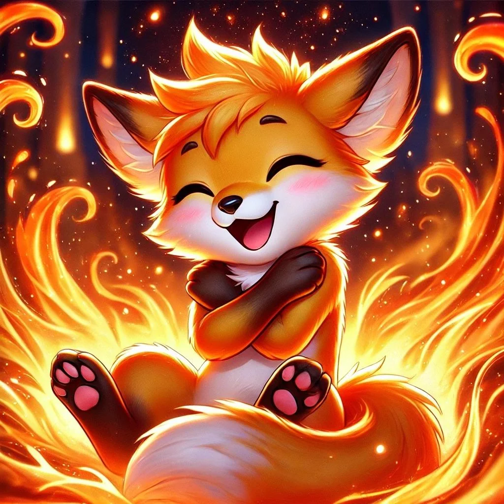 Cute fox joyfully engulfed in vibrant flames picture 4 of 10