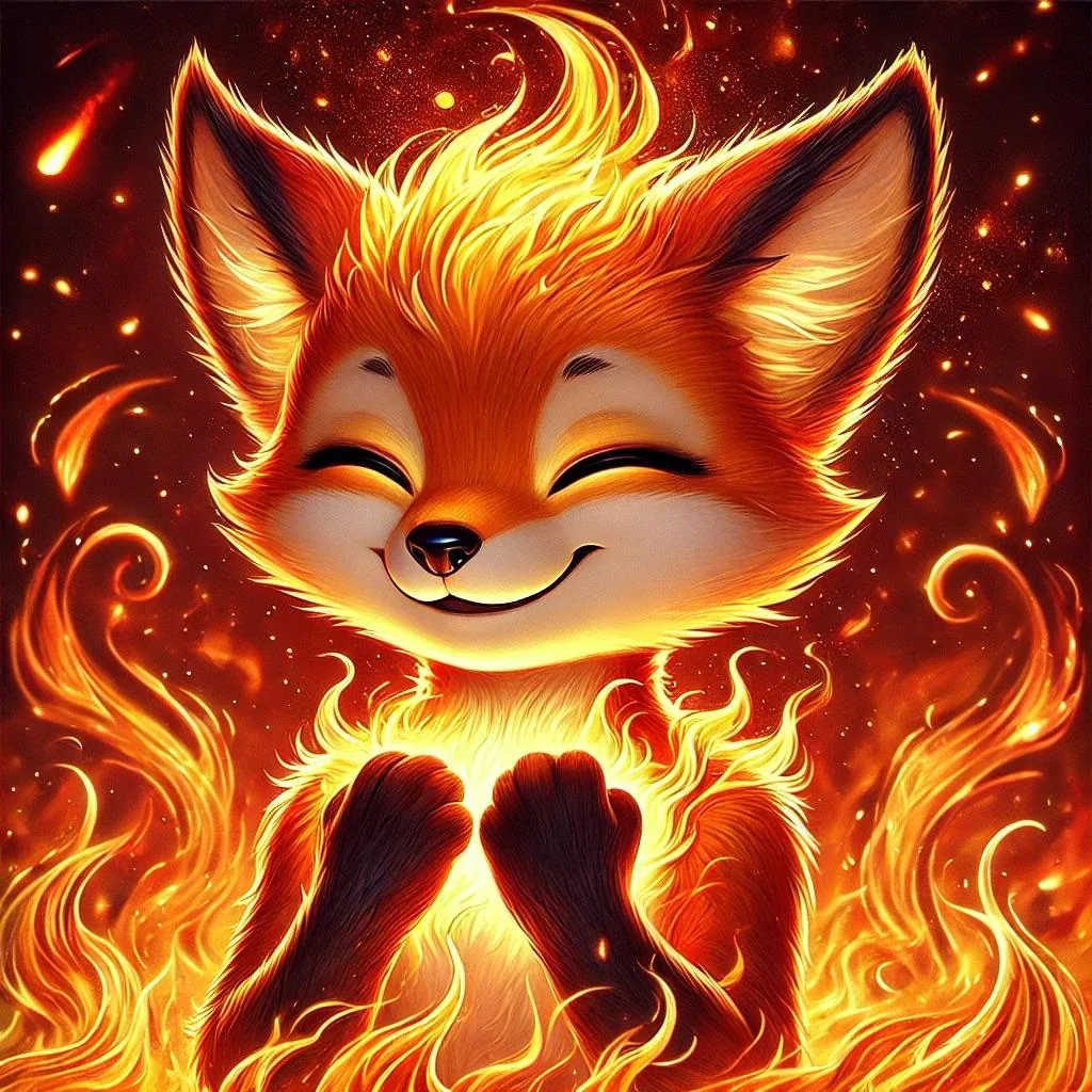 Cute fox joyfully engulfed in vibrant flames picture 6 of 10