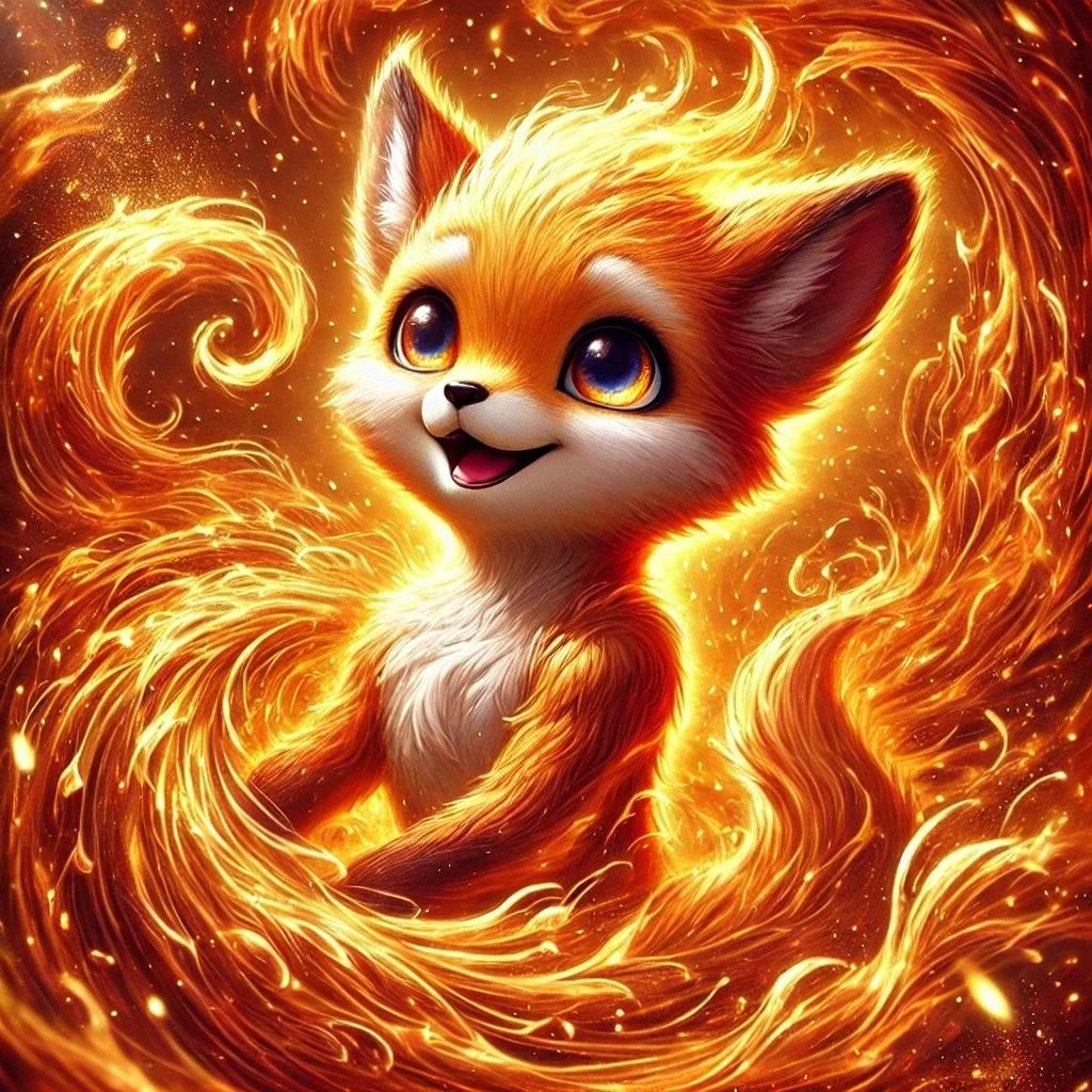 Cute fox joyfully engulfed in vibrant flames picture 9 of 10