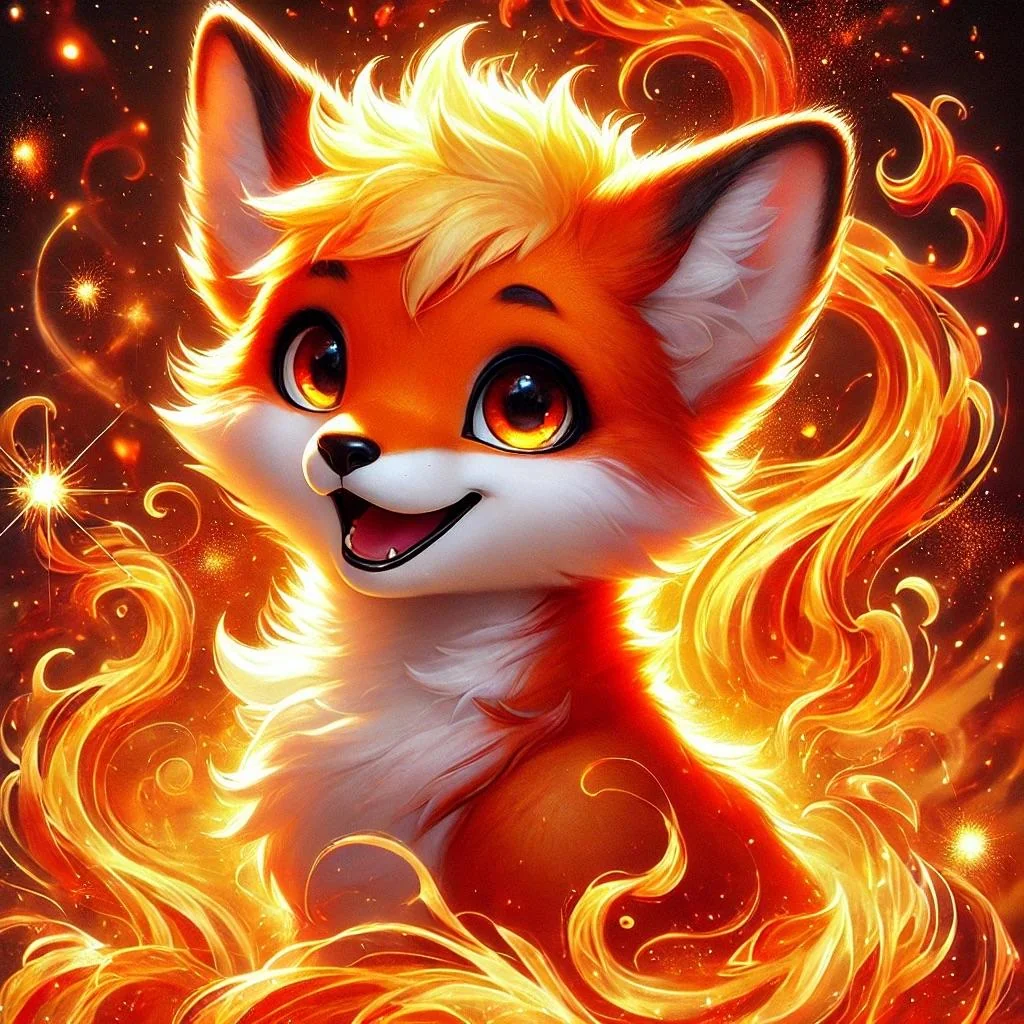 Cute fox joyfully engulfed in vibrant flames picture 10 of 10