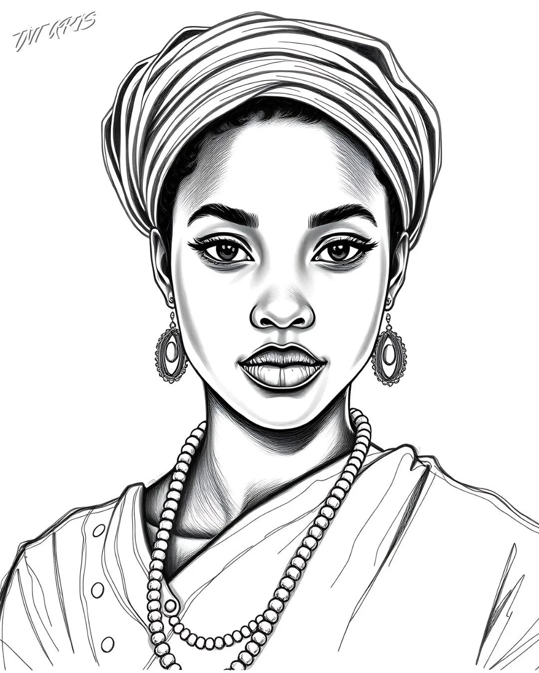 B&W sketches of different ethnicities picture 7 of 8