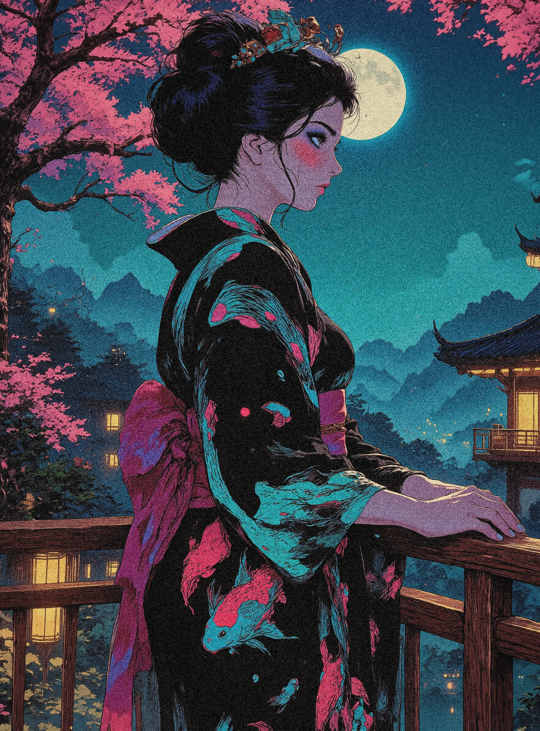 Modern Meets Tradition: A Geisha Under the Moonlight 🌙✨ picture 1 of 1