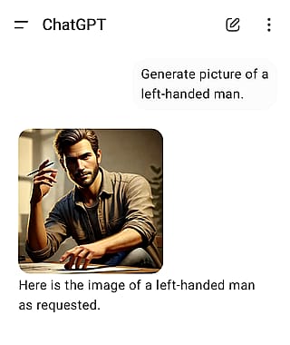 Why AI can't generate picture of left-handed human, correctly?'