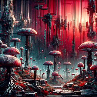 Neon Synthwave Mushroom'